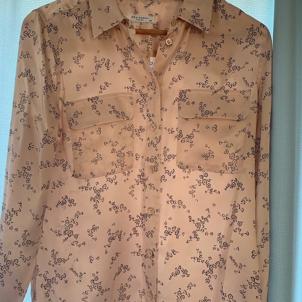 Pale pink satin blouse
